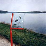 Réalisation de poteaux porte-panneaux signalant étang de Lindre.