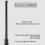 Candélabre extérieur lampadaire fonte modèle Chambord